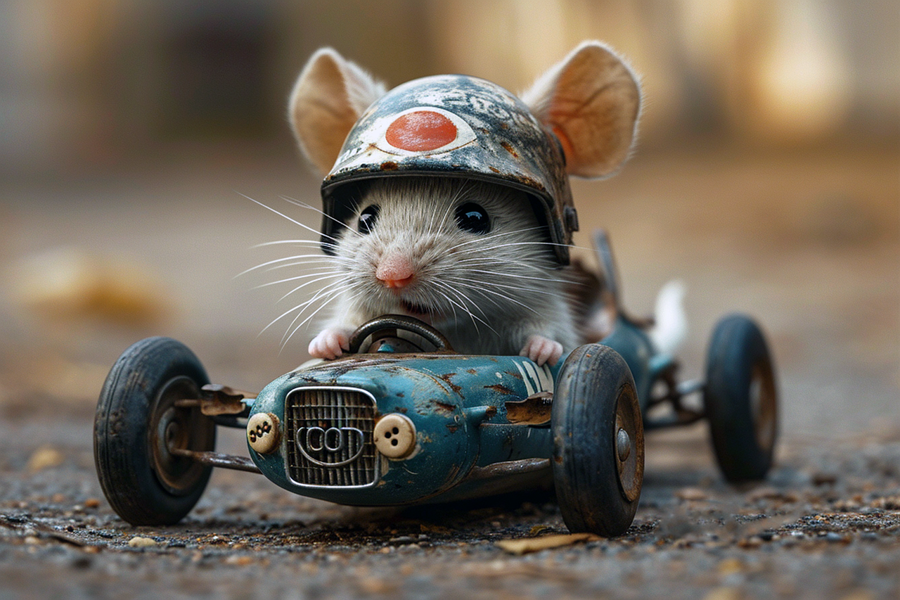 Mouse in a car